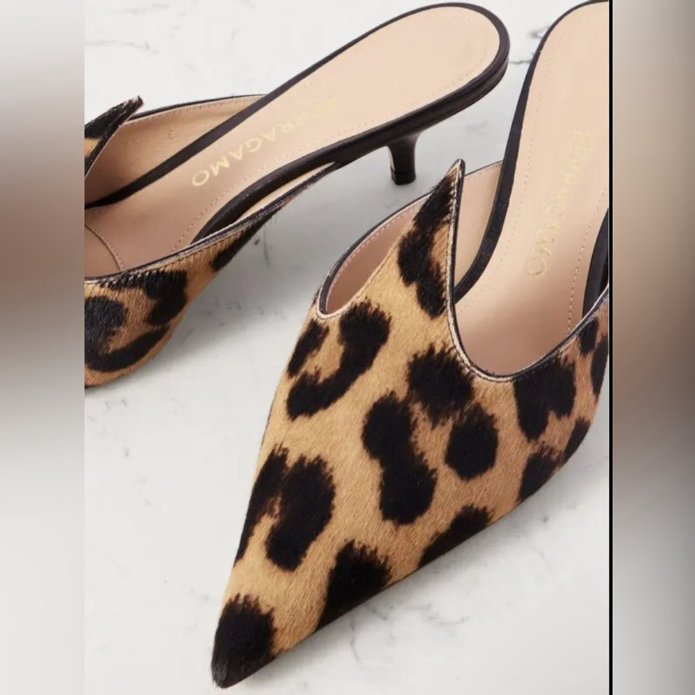NIB- Salvatore Ferragamo Leopard Print mules